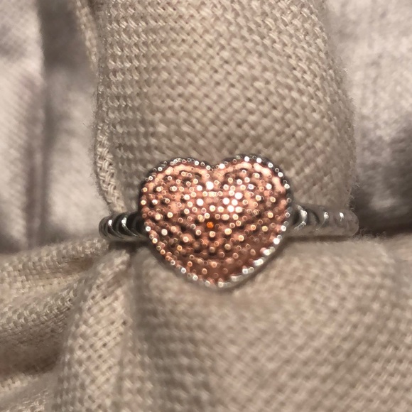 Jewelry - Rose Gold & Sterling Silver Mini Heart Ring